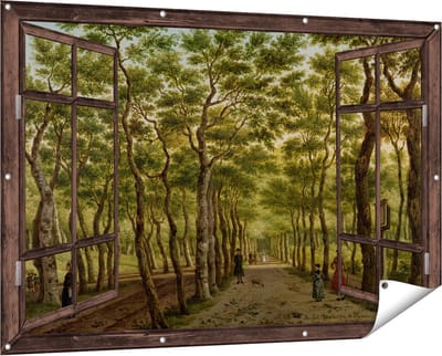 Gards Tuinposter Doorkijk Het Herepad in het Haagse Bos - Paulus Constantijn la Fargue - 150x100 cm - Tuindoek - Tuindecoratie - Wanddecoratie buiten - Tuinschilderij