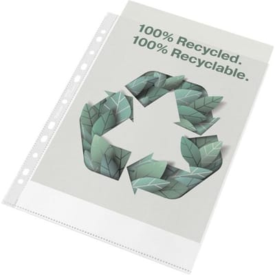 Esselte 100% Gerecyclede PP A4 Premium Showtas - 70 micron - 100x Transparante Insteekhoezen - Ideaal Voor Thuiskantoor