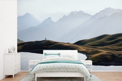 Behang - Fotobehang Natuur - Berg - Landschap - Meer - Breedte 360 cm x hoogte 240 cm
