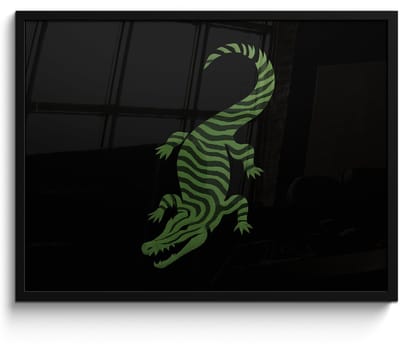 Poster in lijst - Fotolijst 80x60 cm - Posters - Krokodil - Groen - Tijgerachtig - Strepen - Posterlijst zwart - Decoratie - Wanddecoratie woonkamer - Muurdecoratie slaapkamer