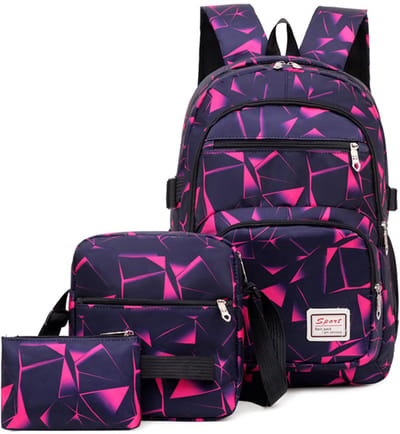 Rugzak - Set van 3 - Schooltas 46*33*20cm - Schoudertas 20*5*22cm - Etui 18*2*12cm - Rugzak voor basisschool - Geschikt voor tieners, meisjes, jongens, tieners - Lichtgewicht schoolrugzak - Reisrugzak voor laptop - Casual rugzak