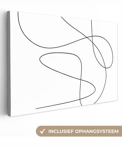 Canvas schilderij 30x20 cm - Wanddecoratie Line art - Minimalisme - Abstract - Muurdecoratie woonkamer - Slaapkamer decoratie - Kamer accessoires - Schilderijen op canvas