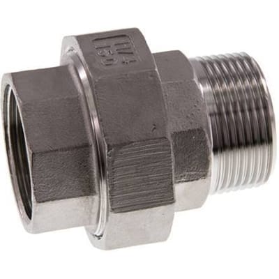 Rp 1 1/4'' x R 1 1/4'' F/M RVS Borstnippel 3-delig met Vlakke afdichting 16 Bar - FL2S-FM-SHP-114R-T