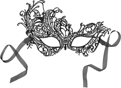 dressforfun - Zwart kanten masker pauw - verkleedkleding kostuum halloween verkleden feestkleding carnavalskleding carnaval feestkledij partykleding - 303521