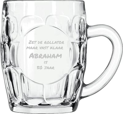 Gegraveerde bierpul 55cl Zet de rollator maar vast klaar abraham is 50 jaar