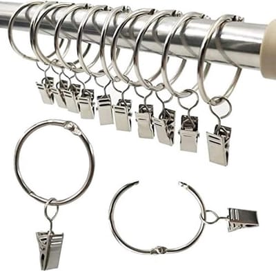 Metalen Gordijnringen - 40 Stuks 35 mm Binnendiameter Ringen Douchegordijn Roestvrij Met Clips