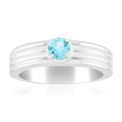 Cavill - Zilveren Ring met Blauwe Apatiet 0 204 ct - 925 Sterling Zilver Palladiumlaag - Ronde 4 mm Edelsteen - Dames Sieraad - Stijlvol & Elegant