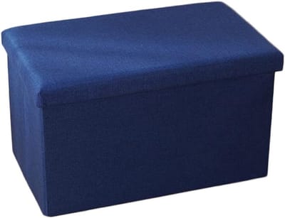 Opberg Poef - Zitbank Kruk - Ruimte Besparen - Opvouwbaar Ontwerp - 49x31x31cm - Navy
