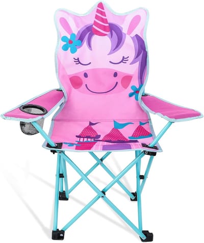 Thijox - Campingstoel voor Kinderen - Opvouwbare Klapstoel met Bekerhouder - Draagbare Eenhoorn Stoel voor Picknick, Camping, Vissen en Buitenactivite