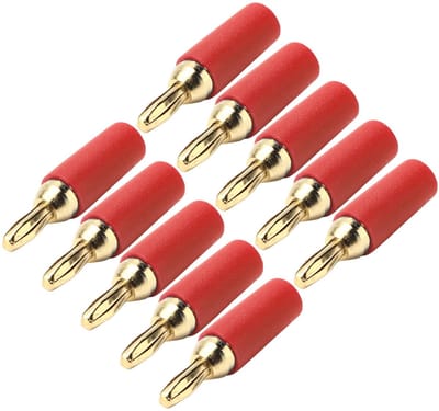 Dailygoody - Banana Plug - Vergulde Messing - Soldeer Type - Rood - 10Pcs - Geschikt voor 2,5mm aansluitingen - Professioneel gebruik