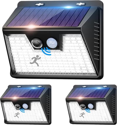3 Stuks Zonnelampen met Bewegingsmelder - 140 LED's, 3 Verlichtingsmodi, Waterdicht IP65 voor Buiten