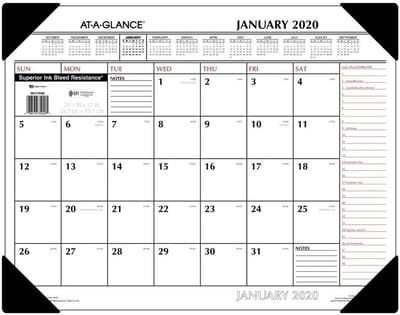 Grote Blauw/Zwarte 2020 Bureaukalender en Bureabladbeschermer 55 x 43 cm