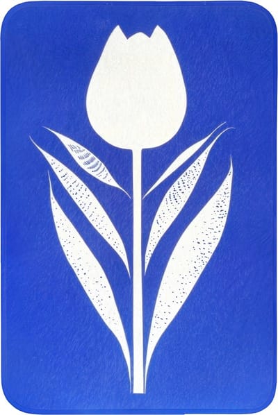 Badmat 60x90 cm - Antislip - Tulp - Minimalistisch - Bladeren - Wit - Badmatten voor badkamer - Badkamermat - Douchemat - Badkamer mat