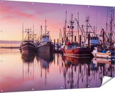 Gards Tuinposter Schepen in de Haven - Boten - 180x120 cm - Tuindoek - Tuindecoratie - Wanddecoratie buiten - Tuinschilderij