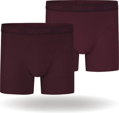 Zaccini Cotton Stretch Boxershorts - Rood - 2 stuks - Heren onderbroeken - Boxer - 95% Katoen - Maat S