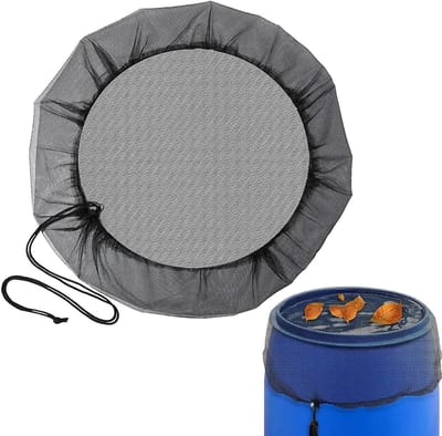 Regentonnet 2 stuks - Afdeknet Ton - Water Schoon Houden - Verstelbaar Trekkoord - 95 cm Diameter - Zwart