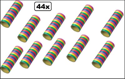44x Serpentine rollen gekleurd - papier - Versiering Carnaval Decoratie Optocht Serpetine Feest