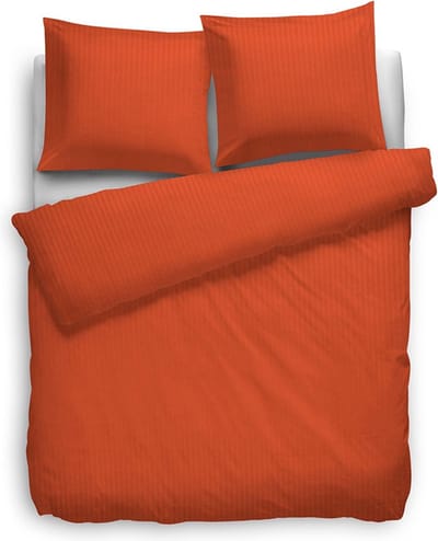 Heckett & Lane Satin Stripe Dekbedovertrek - Tweepersoons - 200x200/220 cm - Mecca Orange