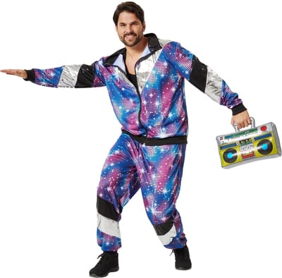 dressforfun - herenkostuum retro 80er 90er jaren disco joggingpak - blauw, S - Verkleedkleding carnaval - Halloween - Verkleden - Feestkleding - Carnavalskleding - Feest - Partykleding