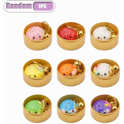 1 Paquet Mignon Porte-clés Peluche Xiao Long Bao Expression Drôle Pendentif Boulette Jouet à Presser à Montée Lente pour Sac Porte-clés Cadeau orange