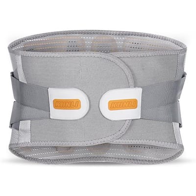 Ceinture de soutien lombaire professionnelle 5 plaques d'acier à mémoire Ergonomique Réglable Respirante pour le Travail la Course à Pied le Fitness Gratuit 5 Bandes de Résine XXL gris clair