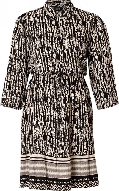 YESTA Bia Jurk - Soft Sand/Black - maat X-0(44)