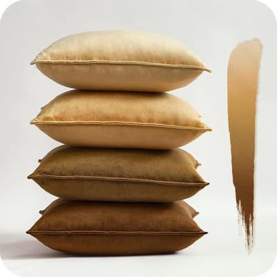 Set van 4 Fluwelen Kussenhoezen, Decoratieve Kussens voor Bank en Slaapkamer, Verstevigd met Verborgen Rits, 40 x 40 cm, Bruin, Ideaal voor Kinderen en Woonkamer Decoratie