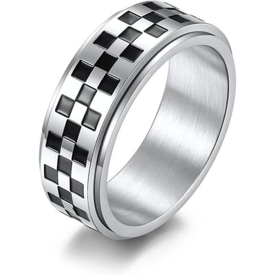 Nieuw Product Racewimpel, Go Bord Zwart-Wit Geblokt Roestvrij Staal Roterende Ring 11# white