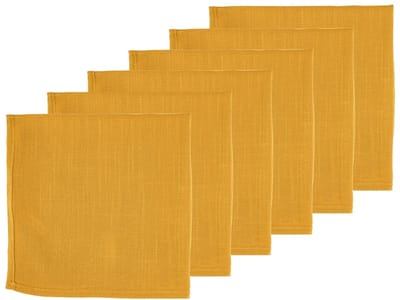 Servetten - 6 stuks - Mosterdgeel linnen en katoen