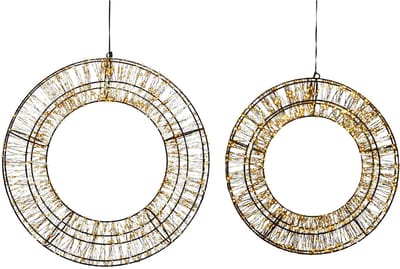 Verlichte kransen/decoratie ringen - warm wit - metaal - kerstkrans