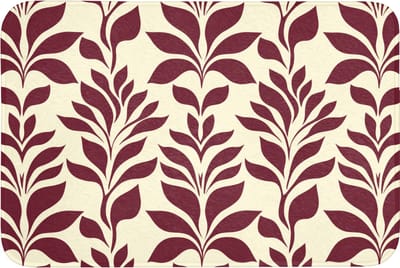 Badmat 90x60 cm - Antislip - Abstract - Bladeren - Burgundy - Badmatten voor badkamer - Badkamermat - Douchemat - Badkamer mat