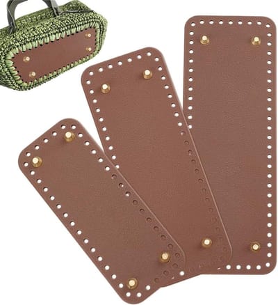 3 maten leren portemonnee bodem voor haken, bruine rechthoekige haakzak bodemvormer met gaten voor handtas, schoudertas en crossbody tas maken