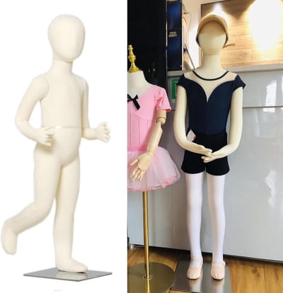 Kinder Paspop - Etalagepop Kinderen - Kleding Presenteren - Verstelbare Armen Benen - 7 Jaar - Grijs