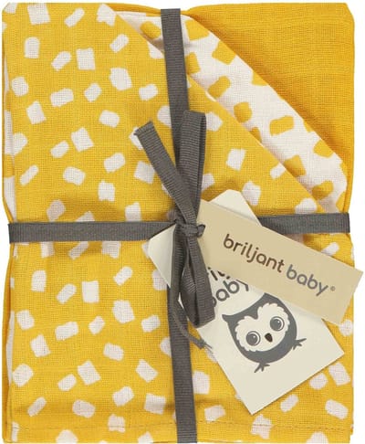 Briljant Baby - Washandjes Hydrofiel 17x20 - Flocks - 3 Stuks - Geel