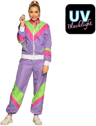 Boland - Trainingspak Retro babe paars (M) - Volwassenen - - 80's & 90's - Disco
