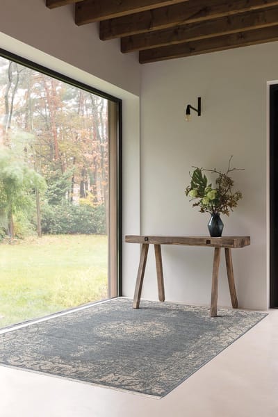 OSTA Djobie – Vloerkleed – Tapijt – geweven – wol – eco – duurzaam - modern - landelijk - Beige/Blauw – 140x195