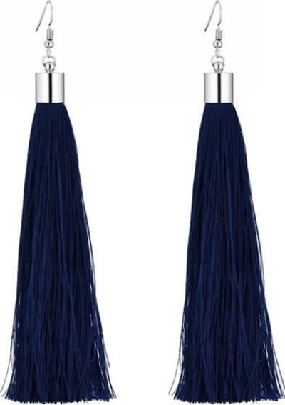 Fako Bijoux® - Oorbellen - Kwast XL - Costa - Navy Blauw