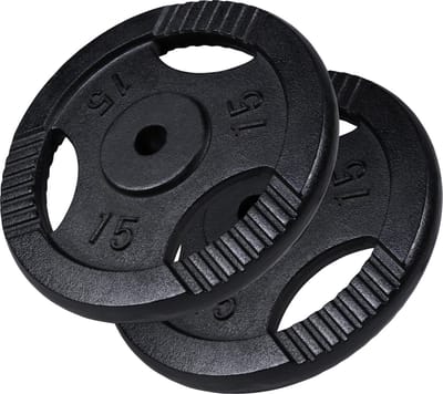 Gorilla Sports Gewichtsschijven - Halterschijven - Gietijzer - Zwart - 30 mm - 2 x 15 kg