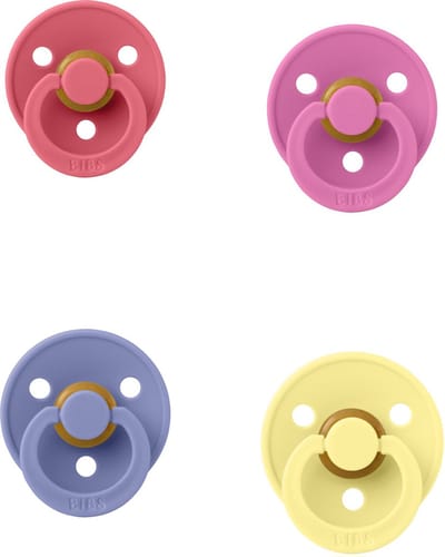 Bibs fopspeen 6-18 maanden set 4 stuks Bubblegum,Peri,Coral en Pale Butter maat 2