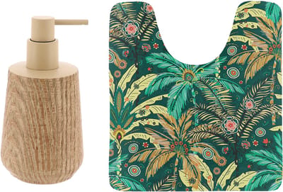 Tendance badkamer set Jungle Fever - toiletmat/zeepdispenser - microfiber - antislip