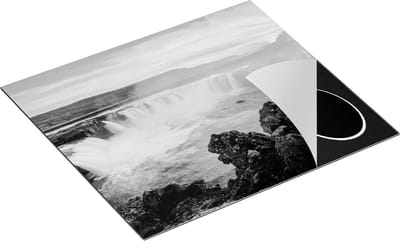Chefcare Inductie Beschermer Watervallen bij Zonsondergang - Zwart Wit - 60x50 cm - Afdekplaat Inductie - Kookplaat Beschermer - Inductie Mat