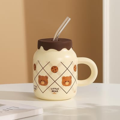 Mok Keramische Waterbeker Creatief Cadeau Evenement Cadeau Geschenkdoos Beker Crème Kleur Winkel Viering Reclame 400ml