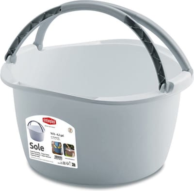 Stefanplast Wasmand/draagmand/teil met hengsel - kunststof - 16 Liter - wit - 40 x 40 x 25 cm - Schoonmaak/huishoud teilen