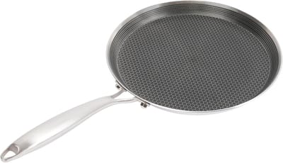Pannenkoekenpan - Koekenpan Crêpepan - Ontbijt Bakken - Krasbestendige Honingraat - 28 cm Diameter - Zilver Zwart