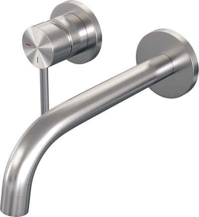 Brauer Brushed Edition Wastafelmengkraan inbouw - gebogen uitloop rechts - hendel lang smal - model A2 PVD - geborsteld RVS