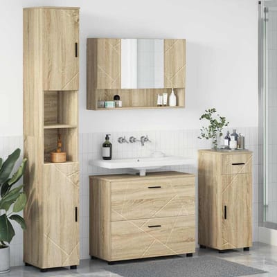 vidaXL - Badkamermeubel - Set - 4 - pcs - Sonoma - Eik - Samengesteld - Hout - en - Metaal
