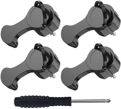 Extra platte Schuko stekker met aarding, hoekplug met opvouwbare handgreep, 250 V, 16 A voor kabels tot 3 x 1.5 mm², ideaal voor smalle ruimtes en eenvoudig gebruik (verpakking van 4)