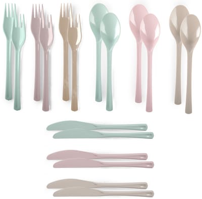 Bestekset van kunststof - 6 personen - 18x - herbruikbaar plastic - 19 cm - BBQ / Verjaardag / Camping / Party
