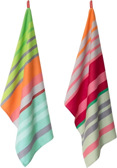 Set van 2 Kleurrijke Theedoeken - 100% Katoen, Extra Absorberend, Pluisvrij - Keukendoeken voor Dagelijks Gebruik (50 x 70)