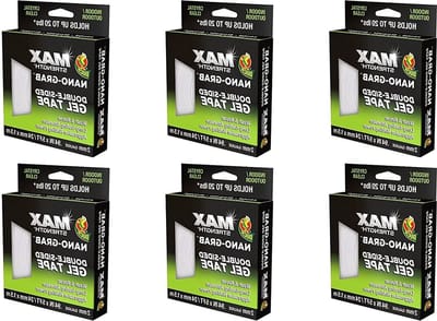 Max Strength Nano Grab Gel Dubbelzijdige Tape Pack van 6 - Sterke Duck Tape Double-sided Tape